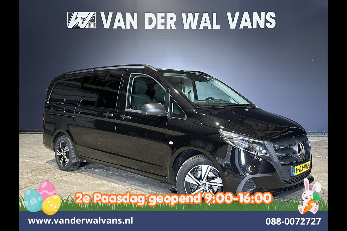 Mercedes-Benz Vito 116 CDI 164pk 9G-Tronic Automaat L2H1 Dubbele Cabine Fabrieksgarantie Euro6 Airco | 5-Zits | 2x zijdeur | 360 graden Camera Navigatie, LED, LM Velgen, 2500kg Trekhaak, Adaptieve Cruisecontrol, Parkeersensoren, Isofix, MBUX