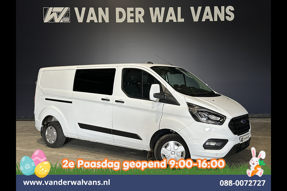 Ford Transit Custom 2.0 TDCI 130pk L2H1 Dubbele Cabine Euro6 Airco | 6-Zits | Xenon | Camera | Navigatie | Apple Carplay | LED Android Auto, Cruisecontrol, Stoelverwarming, Verwarmde voorruit, Parkeersensoren