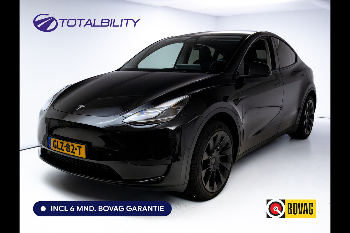 Tesla Model Y Long Range RWD 75 kWh | LMV Zwart 20" Turbine | Leer | Stoelverwarming V+A | Pano | Full Self Driving computer 4, Autopilot, Dodehoek detectie