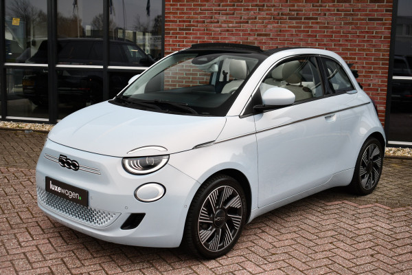 Fiat 500C La Prima 42 kWh Celestial Blue incl-Winterset ACC Stoelverw Camera Carplay