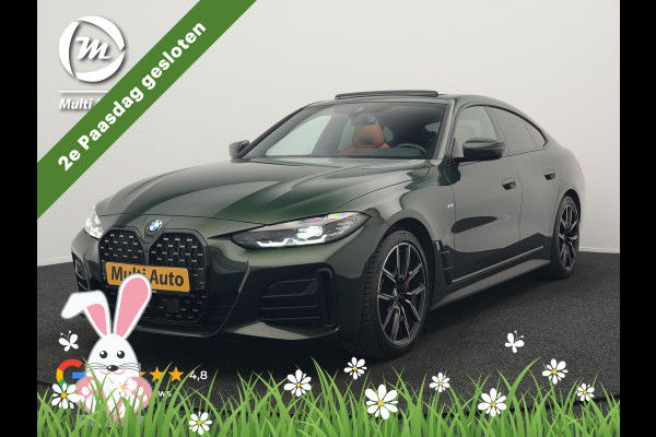 BMW 4 Serie Gran Coupé 430i M Sport 245pk Dealer O.H Sanremo Green | Panodak | Lederen Competition Stoelen Memory & Verwarmd | Adaptive Onderstel | 360 Camera | Harman & Kardon | 19" L.M | Carbon | Apple Carplay | Navigatie | Blis | Virtual | DAB |