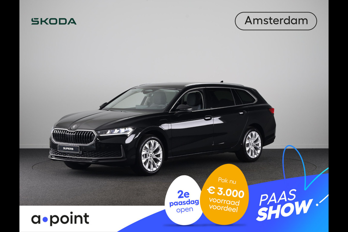 Škoda Superb Combi Business Edition PHEV 1.5 TSI 204 pk 6 versn. DSG | Trekhaak, wegklapbaar | Chrome pakket | Lichtmetalen velgen 18 inch Dofida zilver
