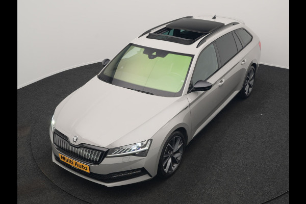 Škoda Superb Combi 1.4 TSI iV Sportline Business PHEV 218pk Dealer O.H. | Trekhaak Af Fabriek | Panodak | Adaptive Cruise | Camera | Alcantara Sportstoelen Verwarmd | Sfeerverlichting | Keyless | Stuur Verwarmd | Blis | Plug In Hybrid |