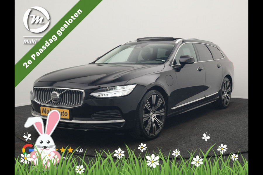 Volvo V90 T8 AWD Inscription Exclusive PHEV 394pk Dealer O.H. | Panodak | Head Up | Adaptive Cruise | 360 Camera | Bowers & Wilkins | Lederen Sportstoelen Ventilatie & Memory | Keyless | Blis | Stoelen & Stuur Verwarmd | Apple Carplay | Plug In Hybrid