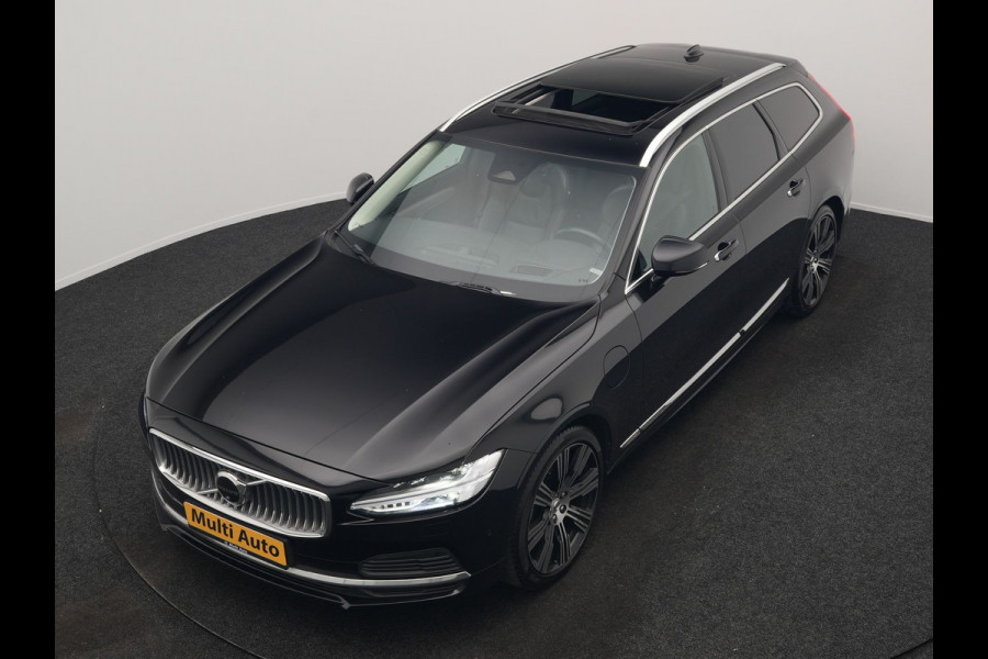 Volvo V90 T8 AWD Inscription Exclusive PHEV 394pk Dealer O.H. | Panodak | Head Up | Adaptive Cruise | 360 Camera | Bowers & Wilkins | Lederen Sportstoelen Ventilatie & Memory | Keyless | Blis | Stoelen & Stuur Verwarmd | Apple Carplay | Plug In Hybrid