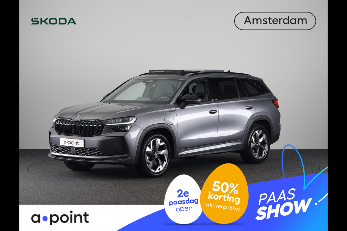Škoda Kodiaq 1.5 TSI PHEV Sportline Business 204 pk Automaat (DSG) | Verlengde garantie | Navigatie | Panoramadak | Trekhaak (wegklapbaar) | Parkeersensoren | Achteruitrijcamera | Stoelverwarming v/a |