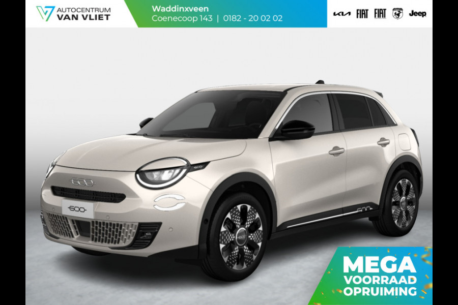 Fiat 600 1.2 Hybrid 110pk La Prima | Clima | Adapt. Cruise | Camera | BSM | 18" | Stoelverwarming | Apple Carplay | Elektr. A-Klep