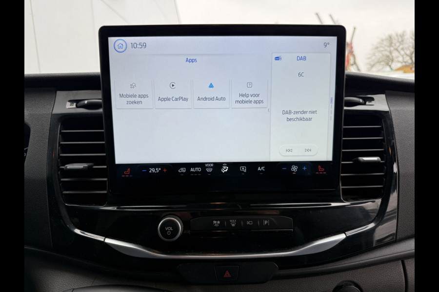 Ford E-Transit 184PK 68kWh L4H3 316km WLTP 96,2% (SOH) BEV Snelladen Carplay Climate control Laadkabel 360° camera Parkeersensoren voor achter Stoelverwarming