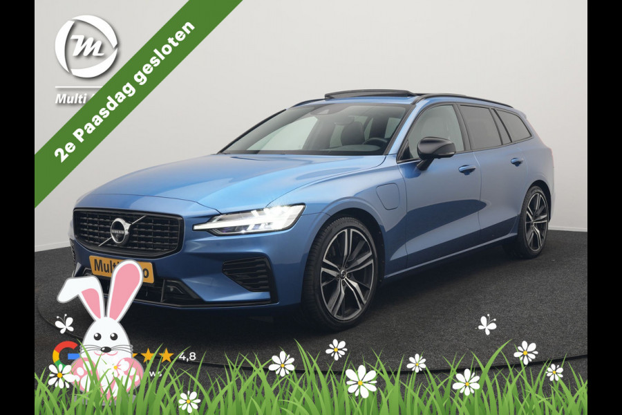 Volvo V60 T6 Recharge AWD R-Design PHEV 340pk Dealer O.H. | Trekhaak Af Fabriek | Panodak | Adaptive Cruise | 360 Camera | Lederen Sportstoelen Memory & Verwarmd | Keyless | Blis | Stuur Verwarmd | Apple Carplay | Navigatie | DAB | Plug In Hybrid |