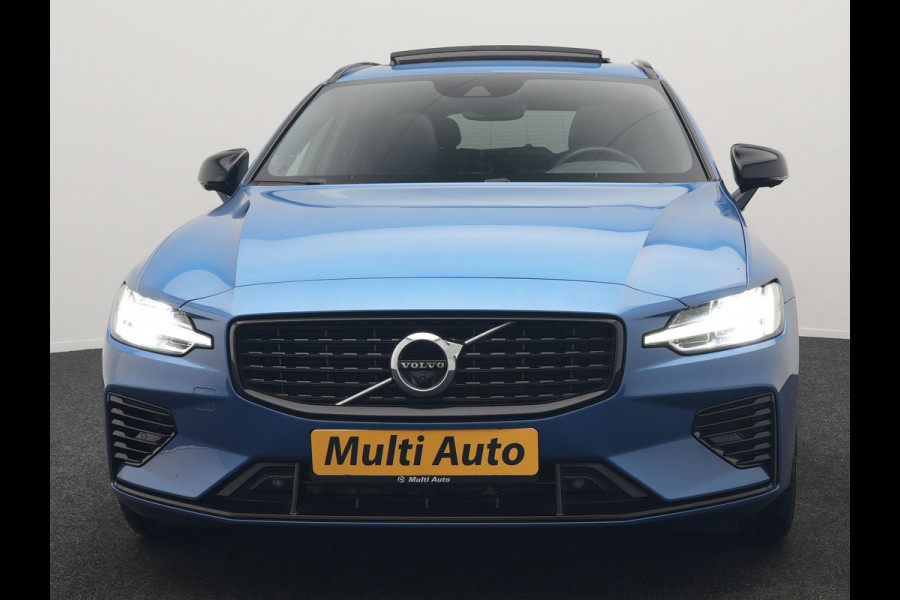 Volvo V60 T6 Recharge AWD R-Design PHEV 340pk Dealer O.H. | Trekhaak Af Fabriek | Panodak | Adaptive Cruise | 360 Camera | Lederen Sportstoelen Memory & Verwarmd | Keyless | Blis | Stuur Verwarmd | Apple Carplay | Navigatie | DAB | Plug In Hybrid |
