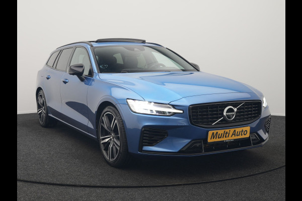 Volvo V60 T6 Recharge AWD R-Design PHEV 340pk Dealer O.H. | Trekhaak Af Fabriek | Panodak | Adaptive Cruise | 360 Camera | Lederen Sportstoelen Memory & Verwarmd | Keyless | Blis | Stuur Verwarmd | Apple Carplay | Navigatie | DAB | Plug In Hybrid |