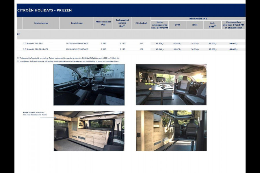 Citroën Holidays Holidays Camper | 2.0 BlueHDi 180 S&S EAT8