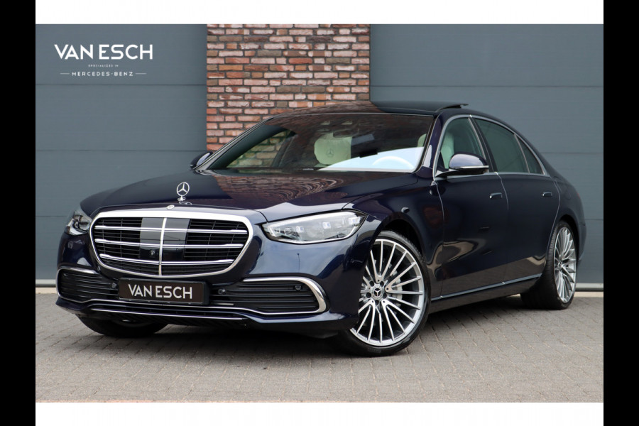 Mercedes-Benz S-Klasse 450 e Lang 'Manufaktur' | Achterasbesturing | Chauffeurspakket | Distronic+ | Zonweringspakket | Massage | Stoelventilatie | HUD | 3D-Display | MBUX Tablet | Exclusief Leder | Vlakkenverwarming |