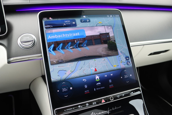 Mercedes-Benz S-Klasse 450 e Lang 'Manufaktur' | Achterasbesturing | Chauffeurspakket | Distronic+ | Zonweringspakket | Massage | Stoelventilatie | HUD | 3D-Display | MBUX Tablet | Exclusief Leder | Vlakkenverwarming |