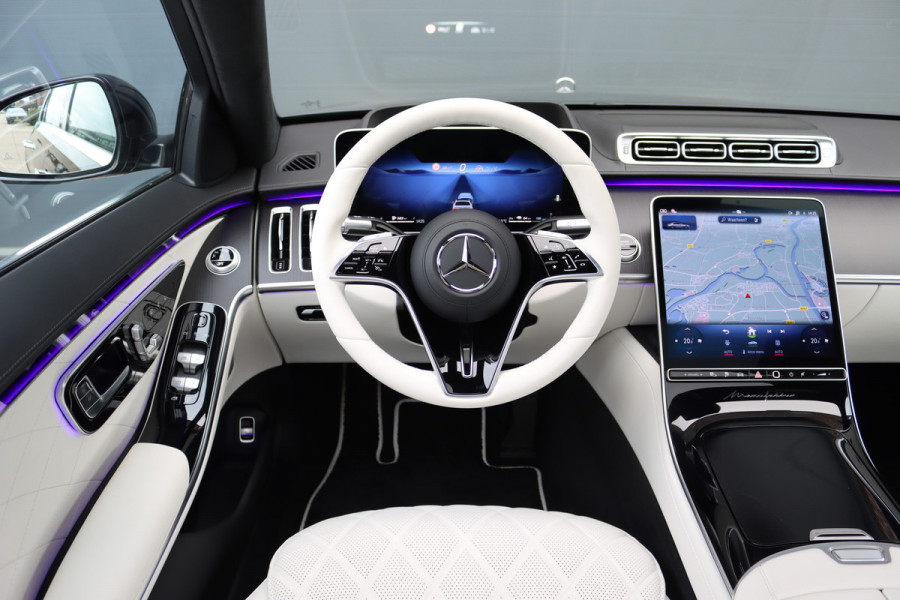 Mercedes-Benz S-Klasse 450 e Lang 'Manufaktur' | Achterasbesturing | Chauffeurspakket | Distronic+ | Zonweringspakket | Massage | Stoelventilatie | HUD | 3D-Display | MBUX Tablet | Exclusief Leder | Vlakkenverwarming |