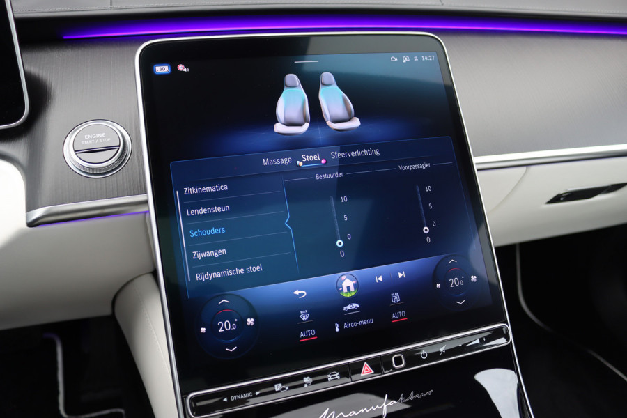 Mercedes-Benz S-Klasse 450 e Lang 'Manufaktur' | Achterasbesturing | Chauffeurspakket | Distronic+ | Zonweringspakket | Massage | Stoelventilatie | HUD | 3D-Display | MBUX Tablet | Exclusief Leder | Vlakkenverwarming |