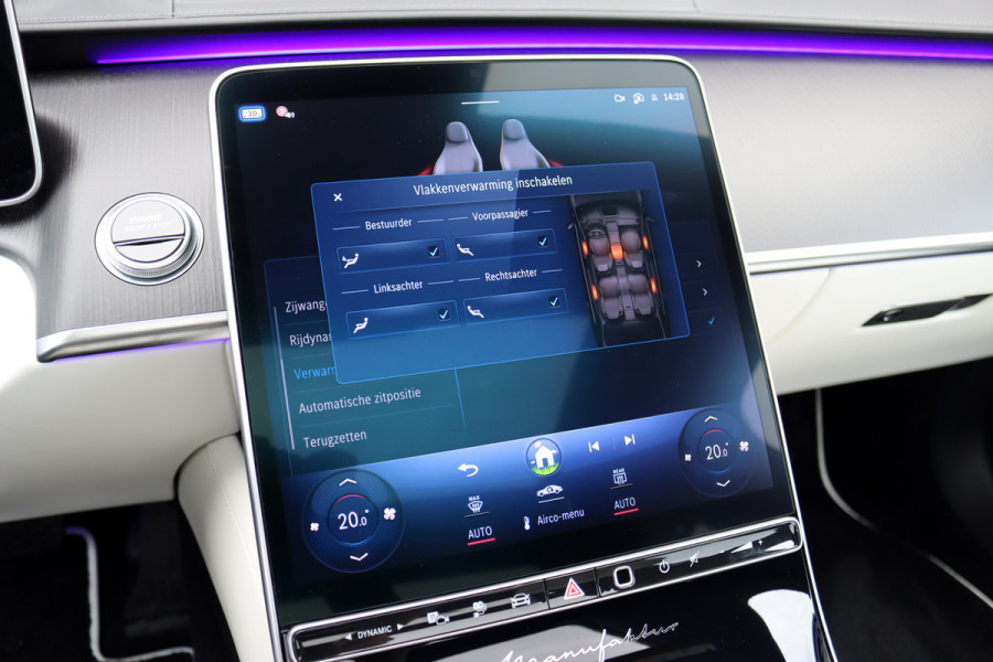 Mercedes-Benz S-Klasse 450 e Lang 'Manufaktur' | Achterasbesturing | Chauffeurspakket | Distronic+ | Zonweringspakket | Massage | Stoelventilatie | HUD | 3D-Display | MBUX Tablet | Exclusief Leder | Vlakkenverwarming |