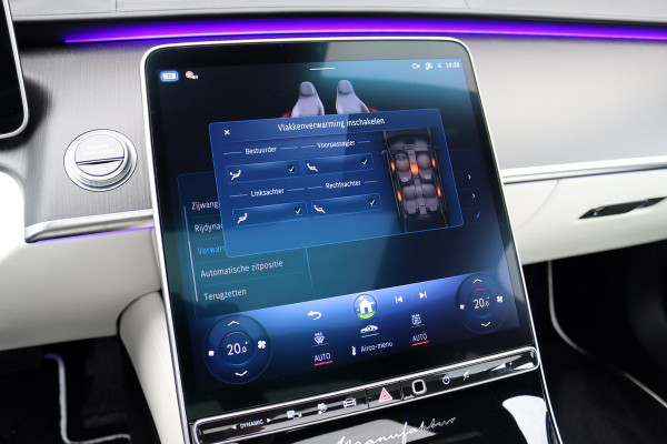 Mercedes-Benz S-Klasse 450 e Lang 'Manufaktur' | Achterasbesturing | Chauffeurspakket | Distronic+ | Zonweringspakket | Massage | Stoelventilatie | HUD | 3D-Display | MBUX Tablet | Exclusief Leder | Vlakkenverwarming |