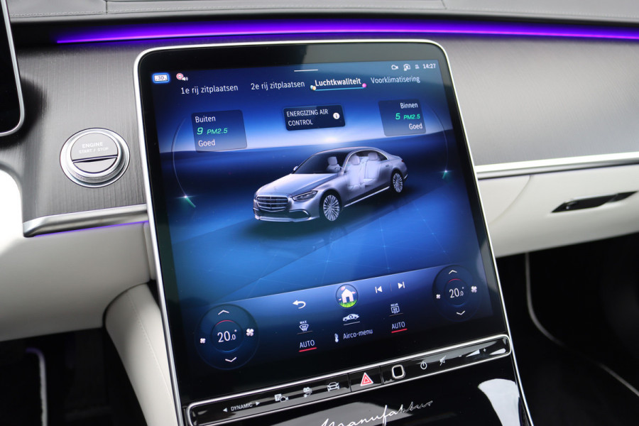 Mercedes-Benz S-Klasse 450 e Lang 'Manufaktur' | Achterasbesturing | Chauffeurspakket | Distronic+ | Zonweringspakket | Massage | Stoelventilatie | HUD | 3D-Display | MBUX Tablet | Exclusief Leder | Vlakkenverwarming |