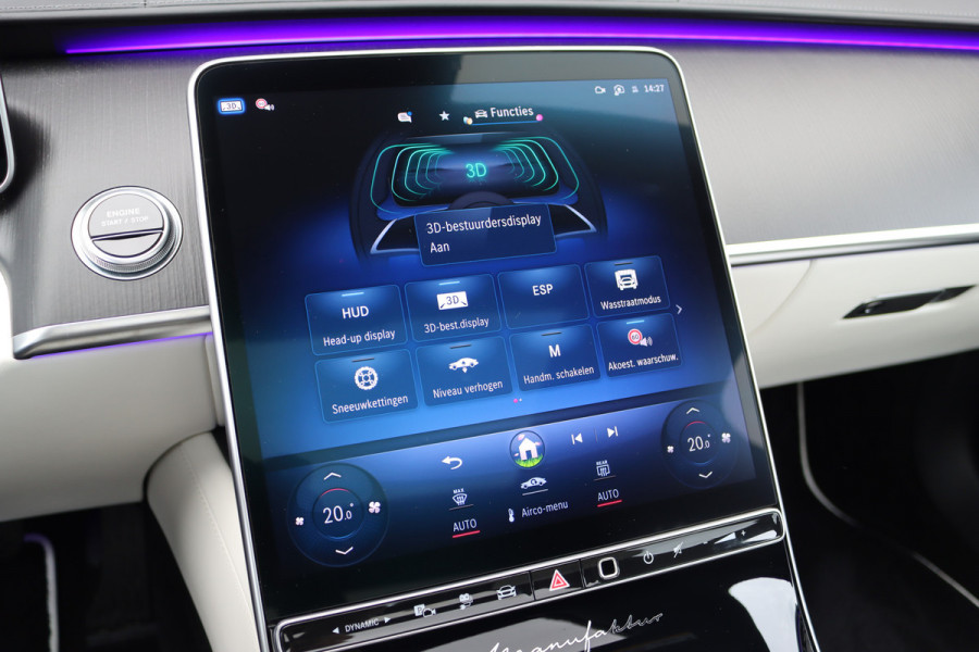 Mercedes-Benz S-Klasse 450 e Lang 'Manufaktur' | Achterasbesturing | Chauffeurspakket | Distronic+ | Zonweringspakket | Massage | Stoelventilatie | HUD | 3D-Display | MBUX Tablet | Exclusief Leder | Vlakkenverwarming |