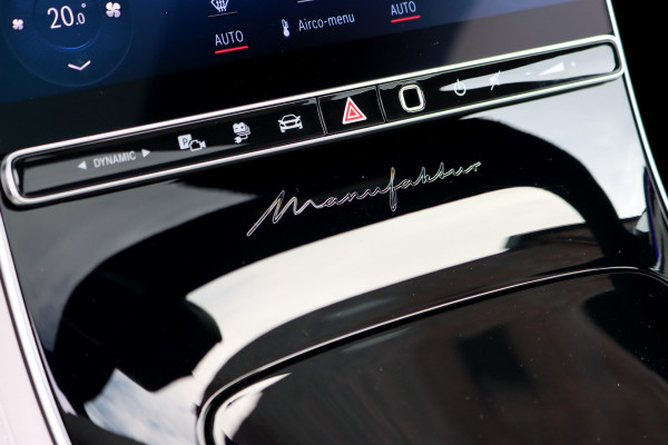 Mercedes-Benz S-Klasse 450 e Lang 'Manufaktur' | Achterasbesturing | Chauffeurspakket | Distronic+ | Zonweringspakket | Massage | Stoelventilatie | HUD | 3D-Display | MBUX Tablet | Exclusief Leder | Vlakkenverwarming |