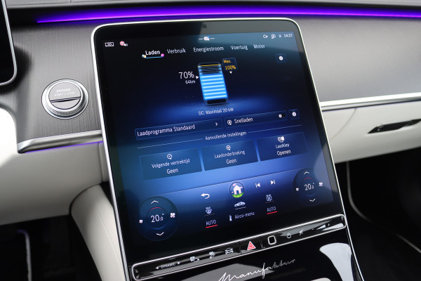 Mercedes-Benz S-Klasse 450 e Lang 'Manufaktur' | Achterasbesturing | Chauffeurspakket | Distronic+ | Zonweringspakket | Massage | Stoelventilatie | HUD | 3D-Display | MBUX Tablet | Exclusief Leder | Vlakkenverwarming |