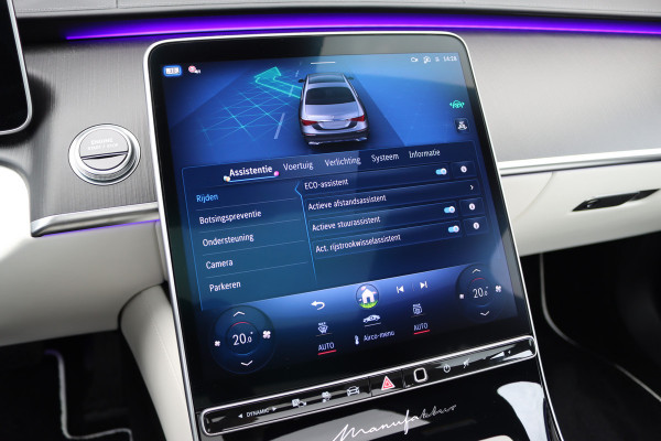 Mercedes-Benz S-Klasse 450 e Lang 'Manufaktur' | Achterasbesturing | Chauffeurspakket | Distronic+ | Zonweringspakket | Massage | Stoelventilatie | HUD | 3D-Display | MBUX Tablet | Exclusief Leder | Vlakkenverwarming |