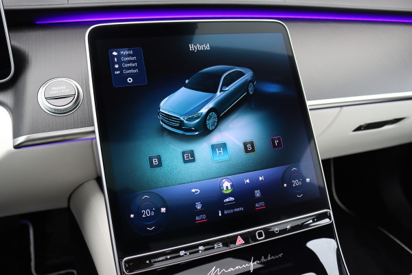 Mercedes-Benz S-Klasse 450 e Lang 'Manufaktur' | Achterasbesturing | Chauffeurspakket | Distronic+ | Zonweringspakket | Massage | Stoelventilatie | HUD | 3D-Display | MBUX Tablet | Exclusief Leder | Vlakkenverwarming |