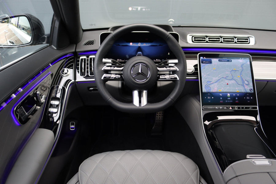 Mercedes-Benz S-Klasse 450 e Lang AMG Line | Achterasbesturing | Luchtvering | Chauffeurspakket | Distronic+ | Burmester | Nekverwarming | Stoelventilatie | Massage | MBUX Tablet | 3D-Display | HUD |