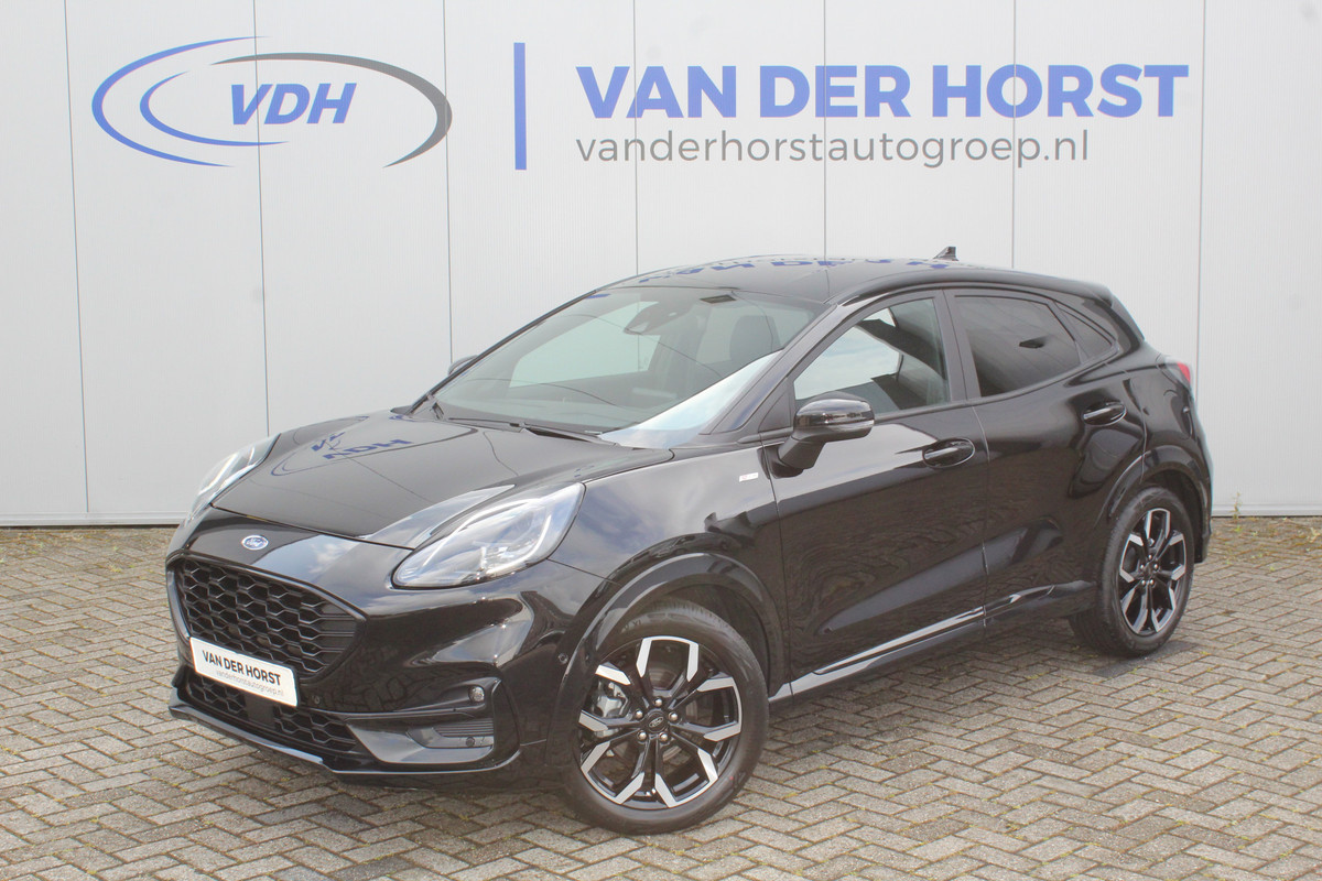 Ford Puma 1.0-155pk EcoBoost Hybrid ST-Line X. Luxe Ford Puma, slechts 9.100km ! Autm. airco, navigatie, telefoonvoorb., adaptieve cruise cntrl, LM wielen, stoel-, stuur- en voorraamverw., side- en lane assist, LED verlichting, camera, parkeersensoren v+a etc.