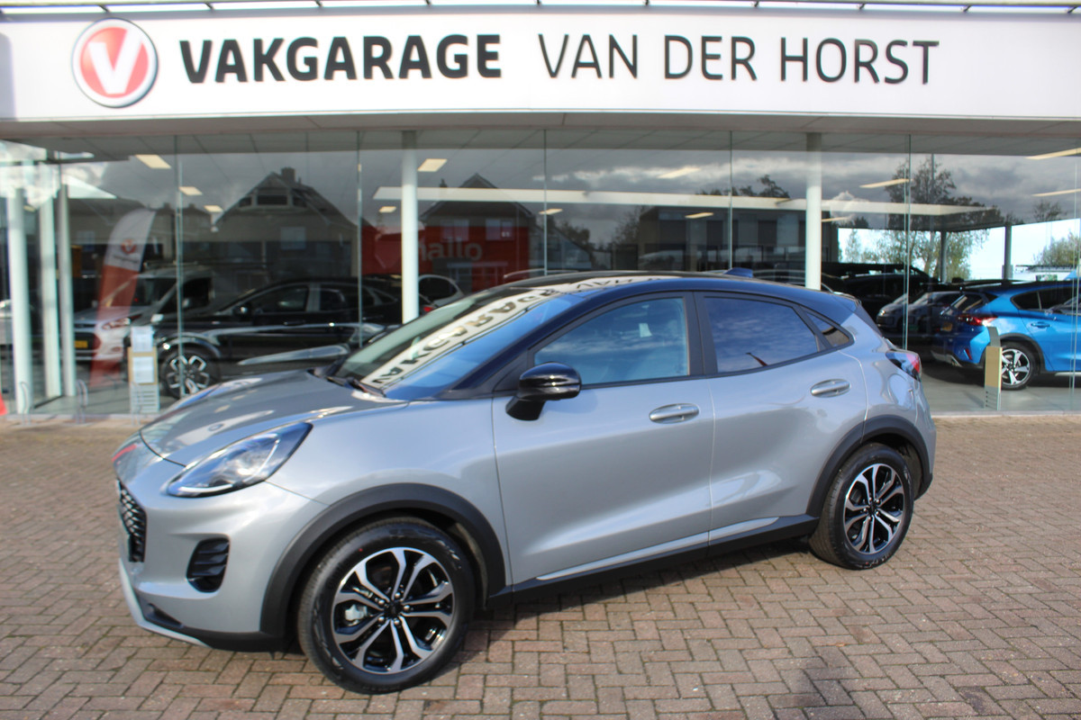 Ford Puma 1.0-125pk EcoBoost Hybrid Titanium Nieuw Model Naviagtie , Camera , Stoel , Stuur en Voorruitverwarming Fabrieksgarantie t/m 16-6-2029 ! Slechts 3.000km !
