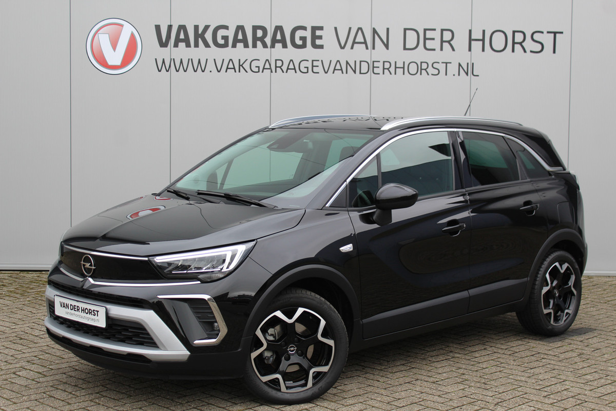 Opel Crossland 1.2 Turbo Elegance Mooie en luxe hoogzitter met weinig km's ! Volautm. airco dual, cruise control, camera, comfortstoelen, metallic lak,  LM wielen, navigatie, telefoonvoorb., LED verlichting  etc.