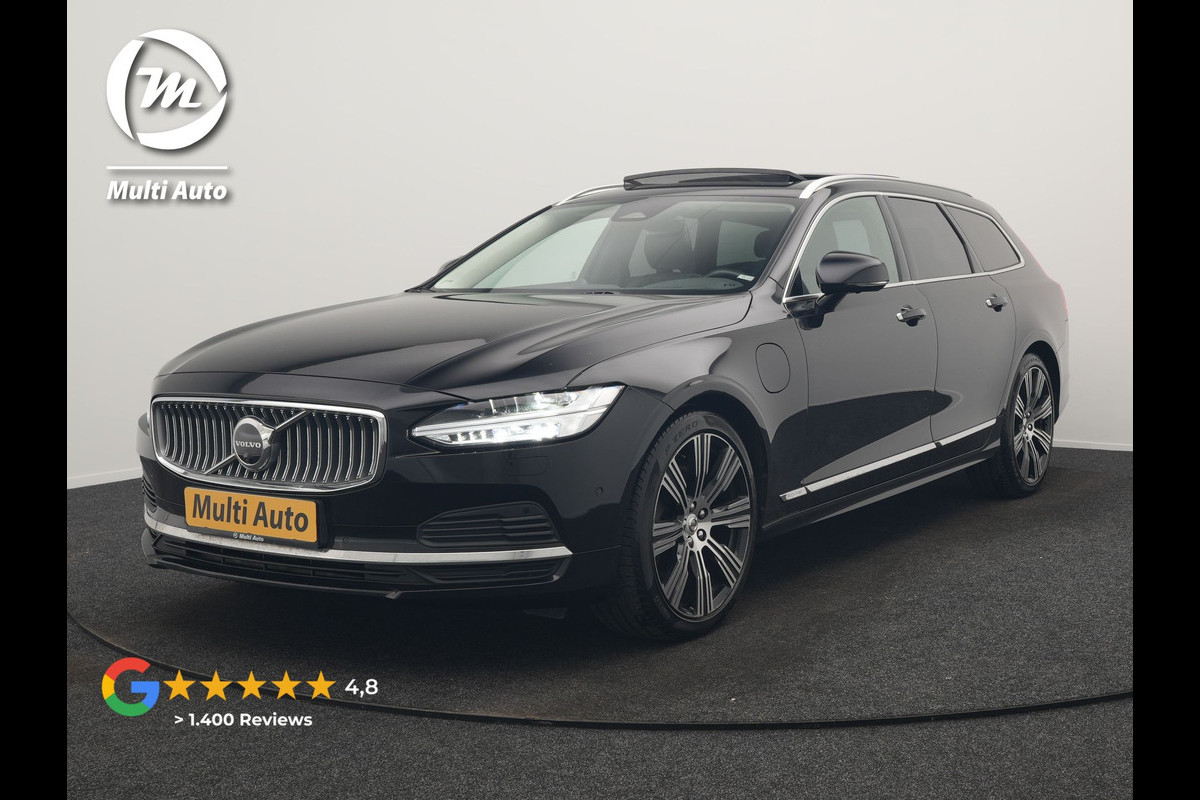 Volvo V90 T8 AWD Inscription Exclusive PHEV 394pk Dealer O.H. | Panodak | Head Up | Adaptive Cruise | 360 Camera | Bowers & Wilkins | Lederen Sportstoelen Ventilatie & Memory | Keyless | Blis | Stoelen & Stuur Verwarmd | Apple Carplay | Plug In Hybrid