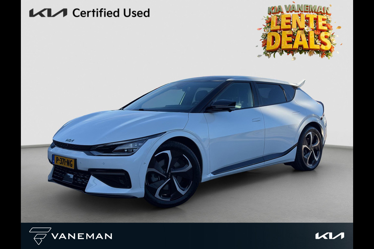 Kia Ev6 GT-Line AWD 77.4 kWh Pano | HUD | MeridianSound | 360-Camera | Alcantara/Leder | Memory Seats | Stoelverkoeling | Apple Carplay & Android Auto | SOH 100%