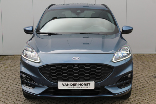Ford Kuga 2.5-225 pk PHEV ST-Line X. Hybride rijden voor een reëel bedrag ! Slechts 31.500km ! Stoel-, stuur-, achterbank en voorraamverw., B&O soundsyst., Adaptieve Cruise Control, Climate Control dual, Camera v+a, Navigatie, Telefoonvoorb., Side- en lane assist etc.