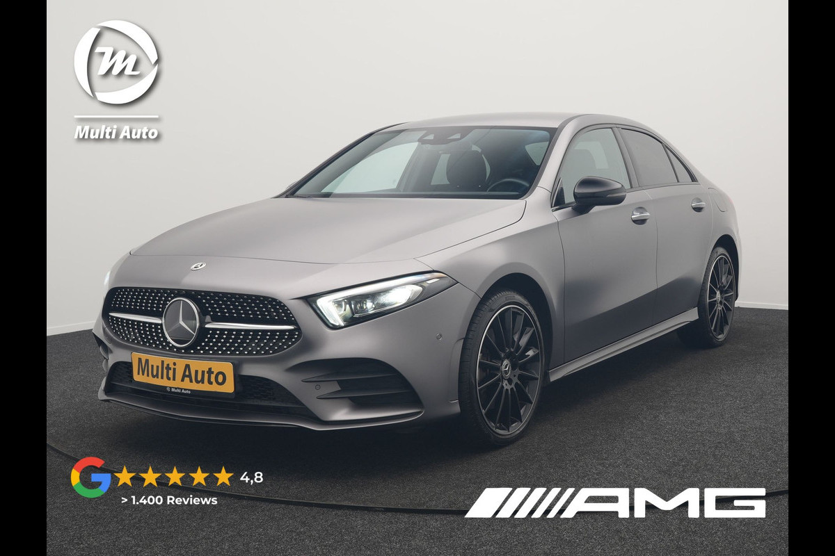 Mercedes-Benz A-Klasse 250 e **SONDERFARBE!** AMG Limited PHEV 218pk | Adaptive Cruise | Head Up | Multi Beam LED | Alcantara Sportstoelen Verwarmd | Night Pakket | Sfeerverlichting | MBUX | Apple Carplay | Widescreen Navi | 19"L.M | Mountaingrau Magno | Plug