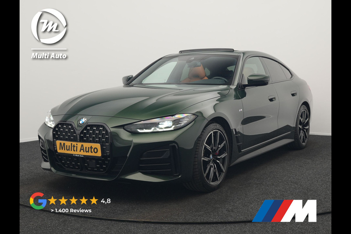BMW 4 Serie Coupé 430i M Sport 245pk Dealer O.H Sanremo Green | Panodak | Lederen Competition Stoelen Memory & Verwarmd | Adaptive Onderstel | 360 Camera | Harman & Kardon | 19" L.M | Carbon | Apple Carplay | Navigatie | Blis | Virtual | DAB |