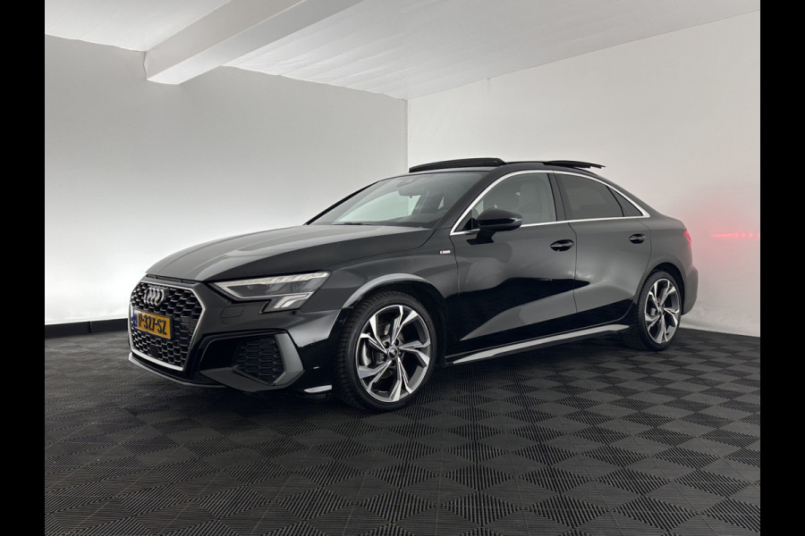 Audi A3 Limousine 30 TFSI S-Line Edition (INCL-BTW) Aut. *PANO | LEATHER-FABRIC | FULL-LED | AMBIENTLIGHT | SPORTSEATS | DIGI-COCKPIT | NAVI-FULLMAP | PRIVACYGLASS | SHIFTPADDLES | DAB+ | CRUISE | KEYLESS | PDC | 18"ALU*