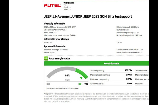 Jeep Avenger Longitude 54 kWh | SOH 93% | Warmtepomp | Carplay | Navigatie | Parkeerhulp | Full LED | Climate control | Cruise control