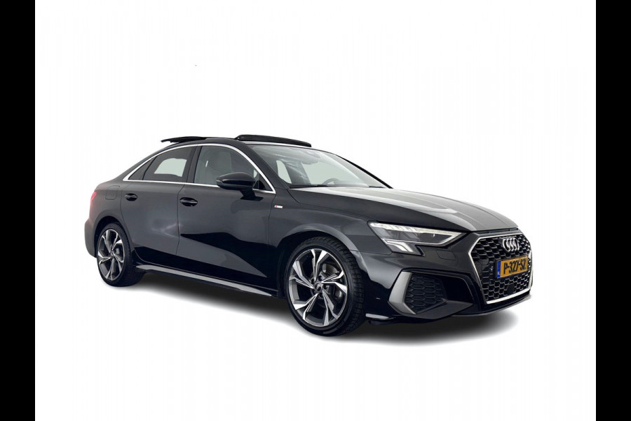 Audi A3 Limousine 30 TFSI S-Line Edition (INCL-BTW) Aut. *PANO | LEATHER-FABRIC | FULL-LED | AMBIENTLIGHT | SPORTSEATS | DIGI-COCKPIT | NAVI-FULLMAP | PRIVACYGLASS | SHIFTPADDLES | DAB+ | CRUISE | KEYLESS | PDC | 18"ALU*