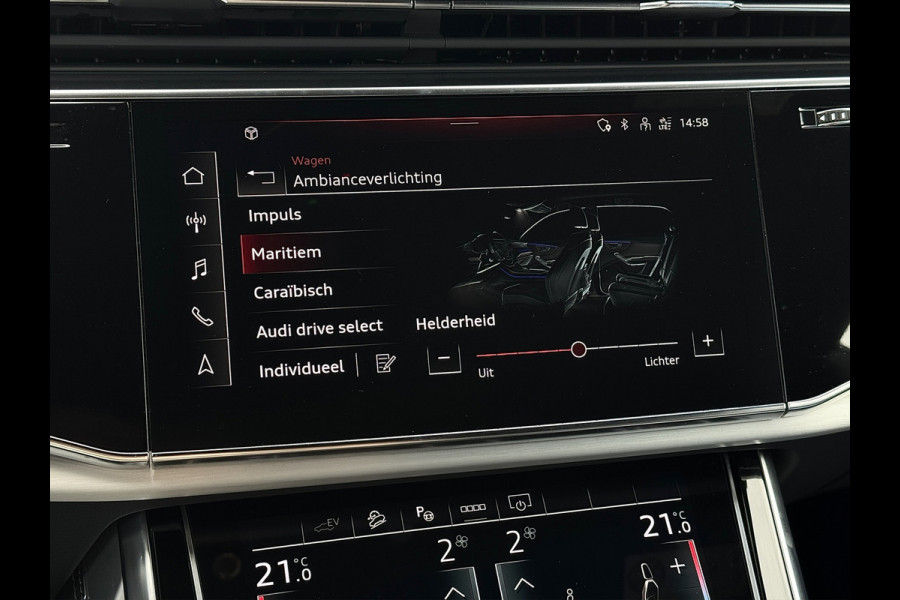 Audi Q8 60 TFSI e Competition | Pano | Luchtvering | B&O | Matrix | 360 | Carplay | Memory | NL Auto | Sfeerverichting | 1e eig.