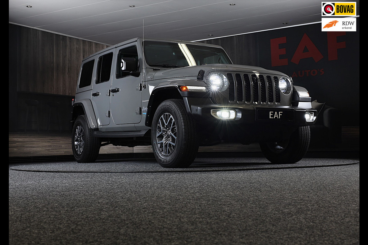 Jeep Wrangler Unlimited 4xe 380 Sahara / 360 Camera / Leder / Navi / Ecc / Elek Pakket / Led / Pdc / 18 Inch / TOPSTAAT