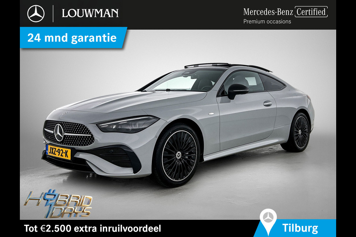 Mercedes-Benz CLE Coupé 300 e AMG Plug-In Hybride AMG | Night Pakket | Panorama Schuif-Kanteldak | Digital Licht | Burmester® | Stuur en Stoelverwarming. Inclusief 24 maanden Mercedes-Benz Certified garantie voor Europa.