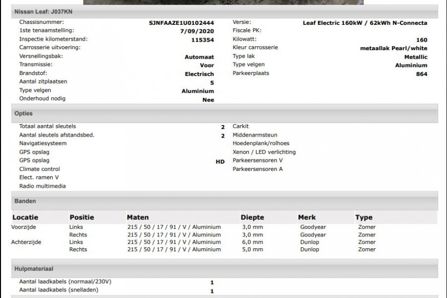 Nissan Leaf Electric+ 62kWh SOH 94% / Pdc.+Camera /Navigatie / Airco-ecc./ Stoelverwarming / Apk 09-2026