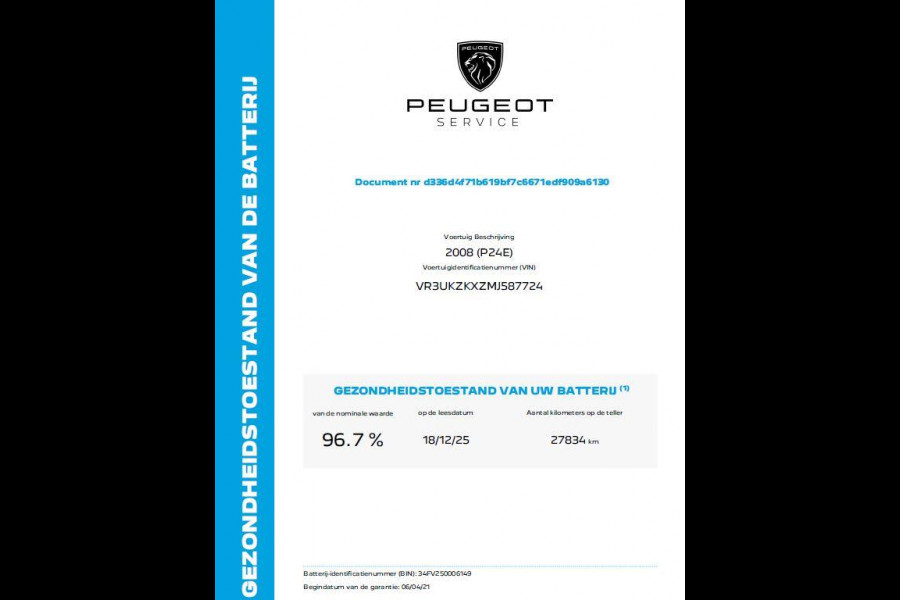 Peugeot e-2008 EV Allure 50 kWh | SOH=96.7 % | 3 Fase Laadfunctie | Camera | Navigatie | Parkeersensoren | Apple Carplay