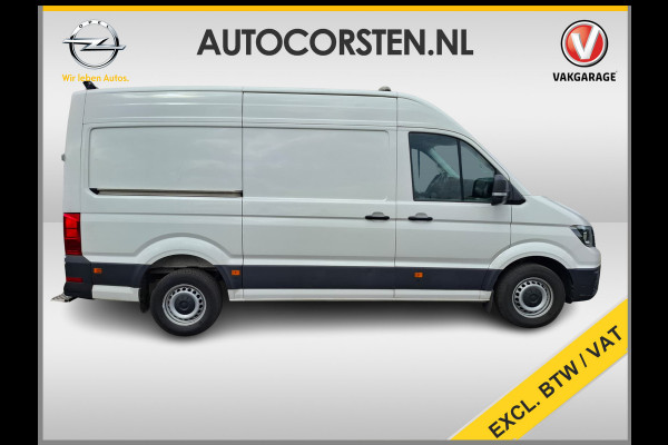 Volkswagen Crafter 35 2.0TDI 177pk! L3H3 EL Highline Trekhaak Camera Navi PDC-a+v Dab Treeplanken Schuifdeur Bluetooth EURO-6 CruiseControl Voorruitverwarming Betonplex-Vloer Wandbetimmering Aut.Verlichting Elek.Ramen/Spiegels Euro 6 Krachtige motor 177pk/410Nm zorgt voor 3.500 kg Trekgewicht!