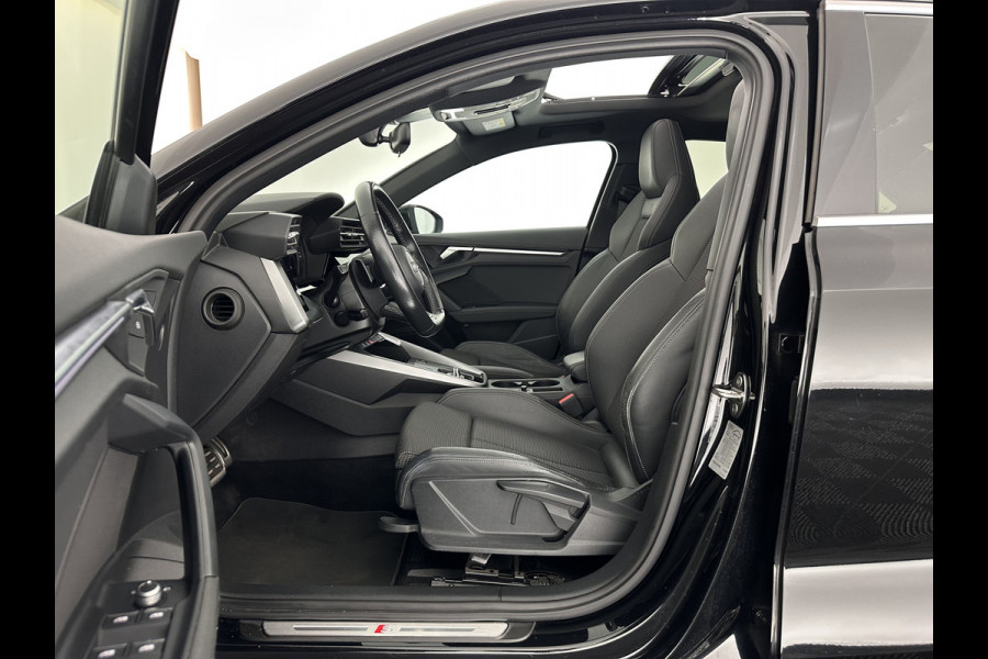 Audi A3 Limousine 30 TFSI S-Line Edition (INCL-BTW) Aut. *PANO | LEATHER-FABRIC | FULL-LED | AMBIENTLIGHT | SPORTSEATS | DIGI-COCKPIT | NAVI-FULLMAP | PRIVACYGLASS | SHIFTPADDLES | DAB+ | CRUISE | KEYLESS | PDC | 18"ALU*