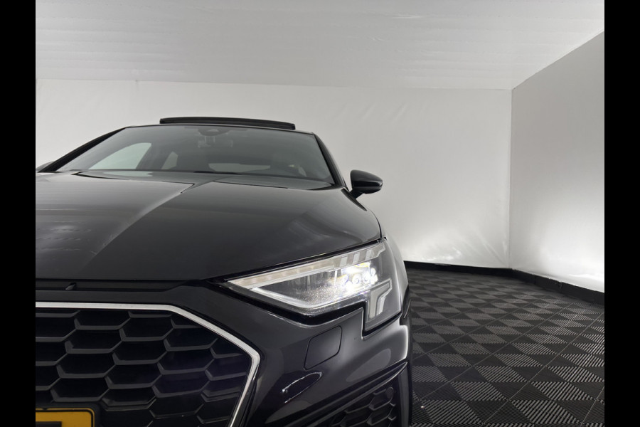 Audi A3 Limousine 30 TFSI S-Line Edition (INCL-BTW) Aut. *PANO | LEATHER-FABRIC | FULL-LED | AMBIENTLIGHT | SPORTSEATS | DIGI-COCKPIT | NAVI-FULLMAP | PRIVACYGLASS | SHIFTPADDLES | DAB+ | CRUISE | KEYLESS | PDC | 18"ALU*