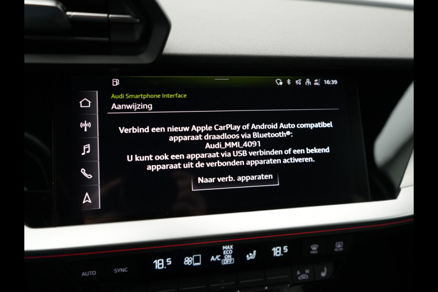 Audi A3 Sportback 40 TFSI e Advanced edition PHEV 204pk Dealer O.H. | Camera | Keyless | Elektr. Verst. Sportstoel Verwarmd | Sfeerverlichting | Apple Carplay | LED Koplampen | Virtual | Navigatie | DAB | Plug In Hybrid