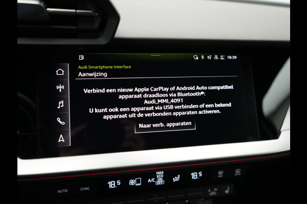 Audi A3 Sportback 40 TFSI e Advanced edition PHEV 204pk Dealer O.H. | Camera | Keyless | Elektr. Verst. Sportstoel Verwarmd | Sfeerverlichting | Apple Carplay | LED Koplampen | Virtual | Navigatie | DAB | Plug In Hybrid